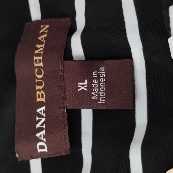 Dana Bachman black and white horizontal stripe sleeveless blouse size XL accent - Picture 7 of 7